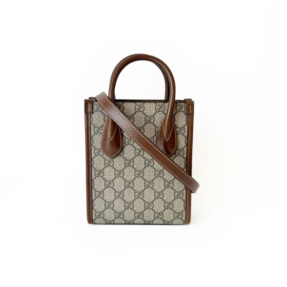 Gucci Retro Mini Tote Bag in GG Supreme Canvas and Leather